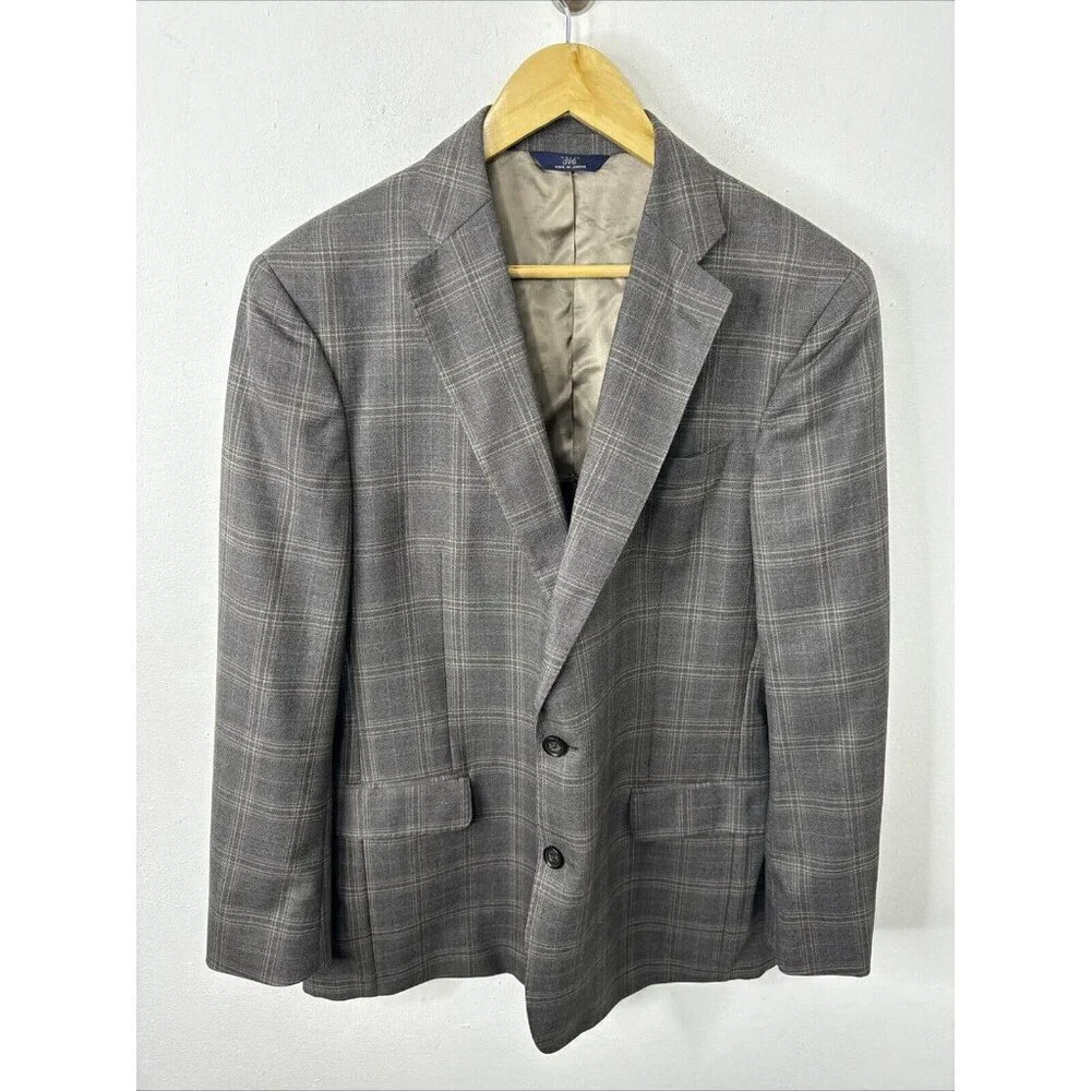 Brooks Brothers‎ 346 Men 42 R Check Gray Blazer Sports Coat Regent Fit